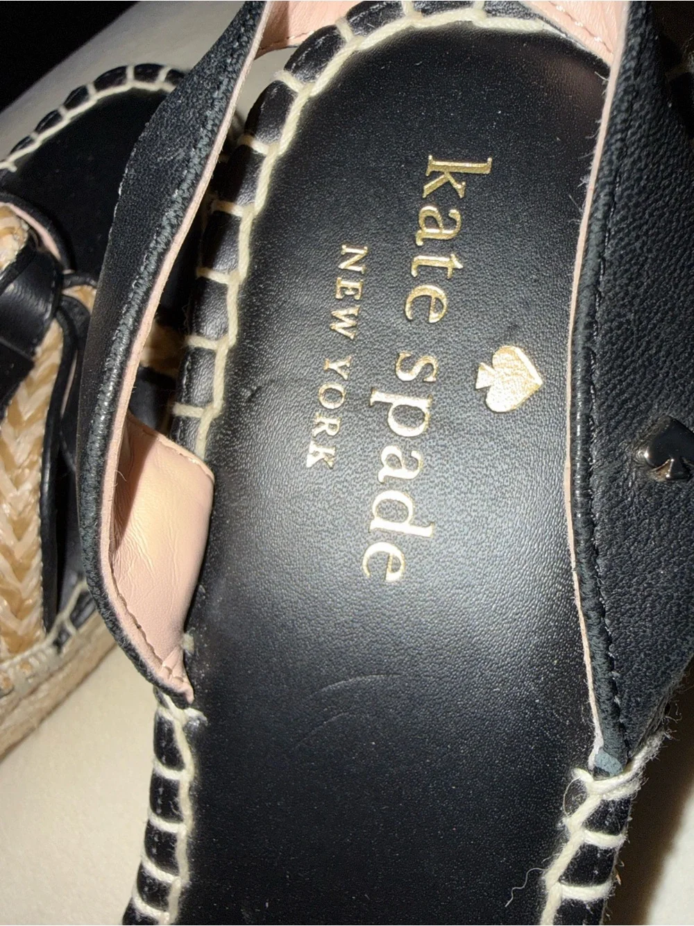 kate spade Black and Natural Rope Knot Espadrille Sandals